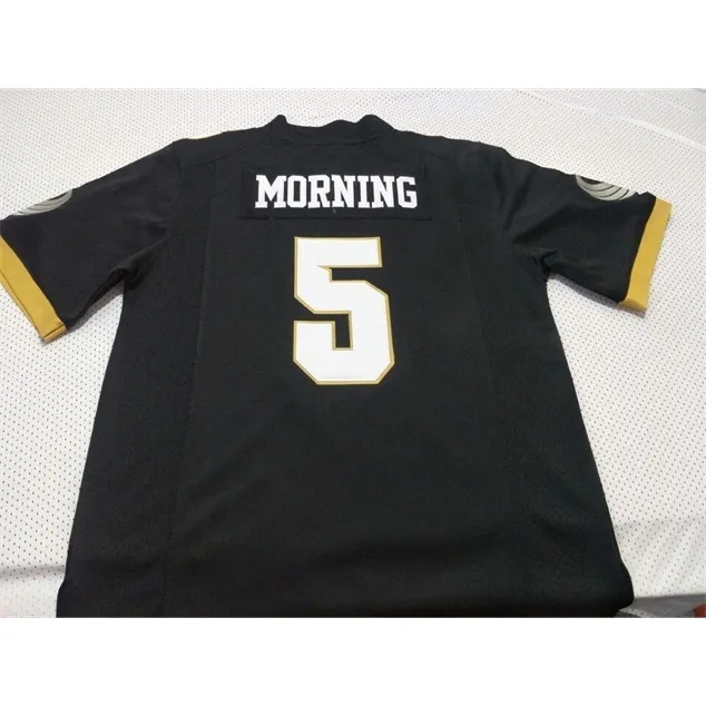 2324 UCF Knights Morning＃5 Real Full Embroidery College Jersey Size S-4XLまたはカスタム任意の名前または番号ジャージー