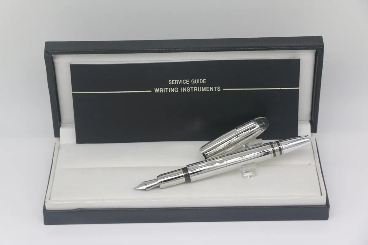 Classi Metal Silver Grid Body Fountain Pen with Series Numer SchoolOffice Pisem