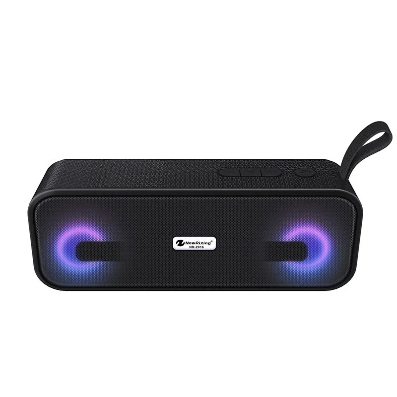 2023 Bluetooth-Lautsprecher LED-Licht Weihnachtsgeschenk Fashion Square 5.0 EDR Dual-Woofer Radio FM 3D Stereo Tragbarer Hakengriff NR2016L