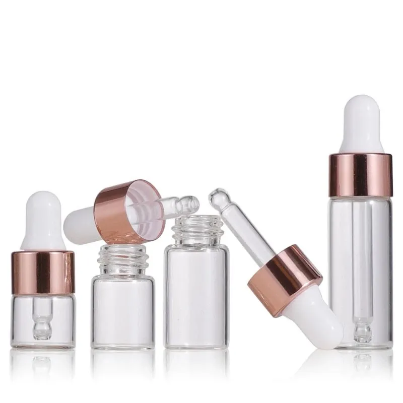 1 ml 2 ml 3 ml 5ml Mini bouteille en verre Bouteille de compte-gouttes Cosmetic avec compte