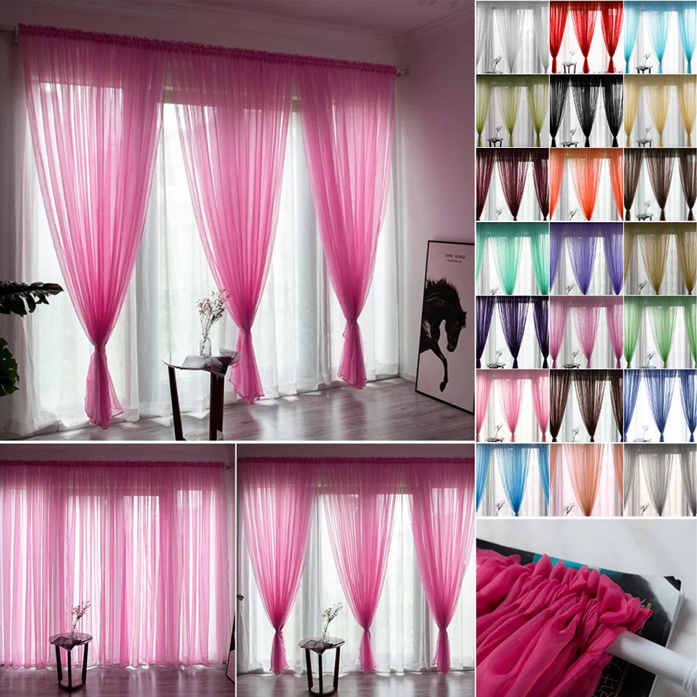 Solid Color Line Curtain Window String Curtains For Living Room Bedroom Drape Panel Sheer Tulle Modern Window Treatments2888