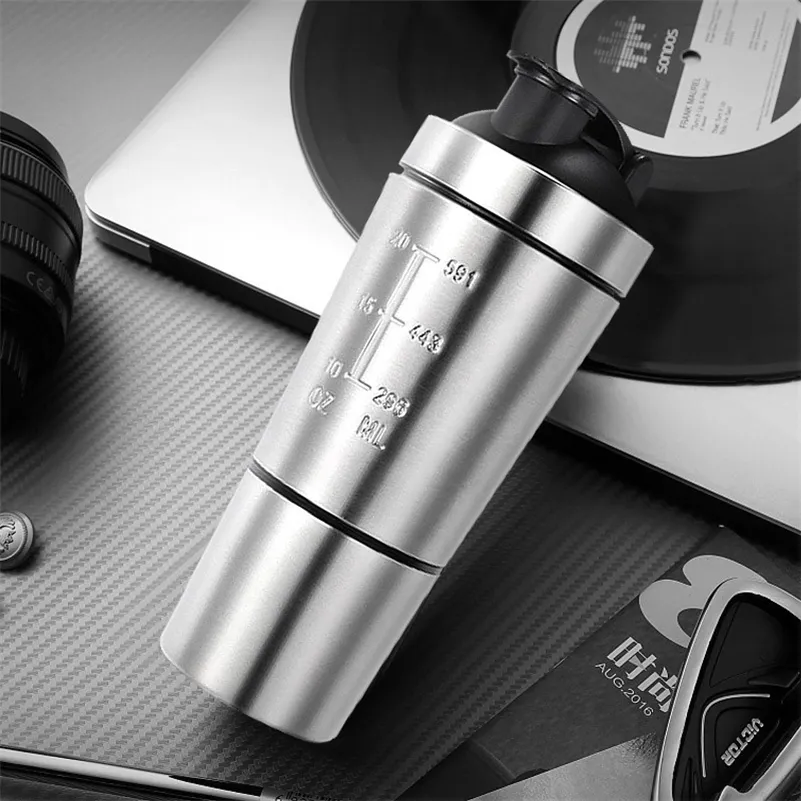 26oz afneembare wei-eiwit poeder sport shaker fles voor waterflessen roestvrij stalen cup vacuümmixer outdoor drinkware 201221