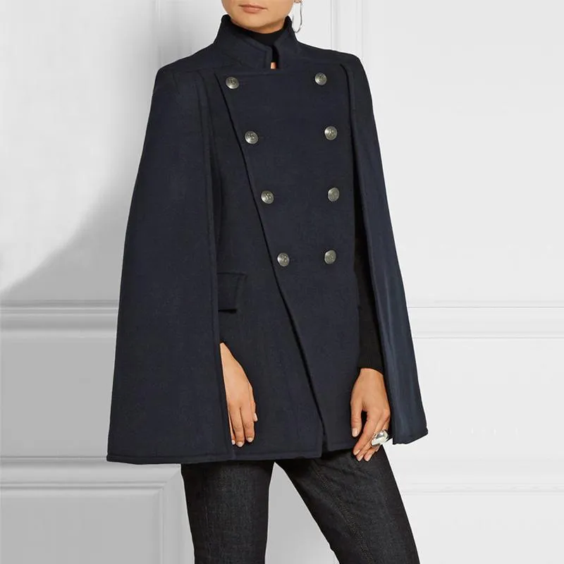 Savabien 2020 Vintage Frauen Woolen Mantel Herbst frauen Winter Jacken Elegante Weibliche Zweireiher Warm Cape-Mantel Oberbekleidung