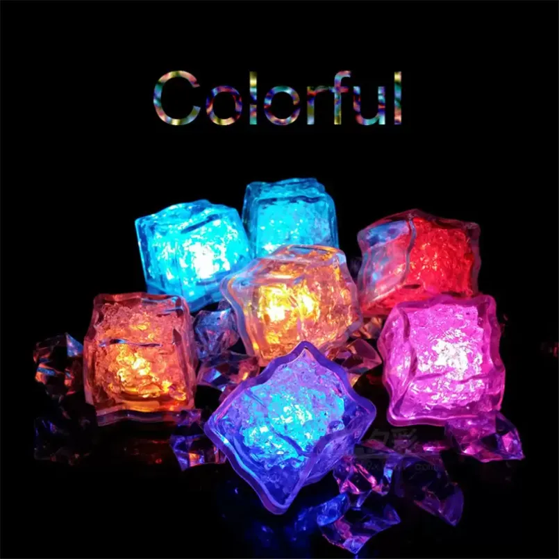 Светодиодные огни Polychrome Flash Party Lights LED Светящиеся кубики льда, мигающие мигающие декор Света Световое питание Свадебные аксессуары 2022