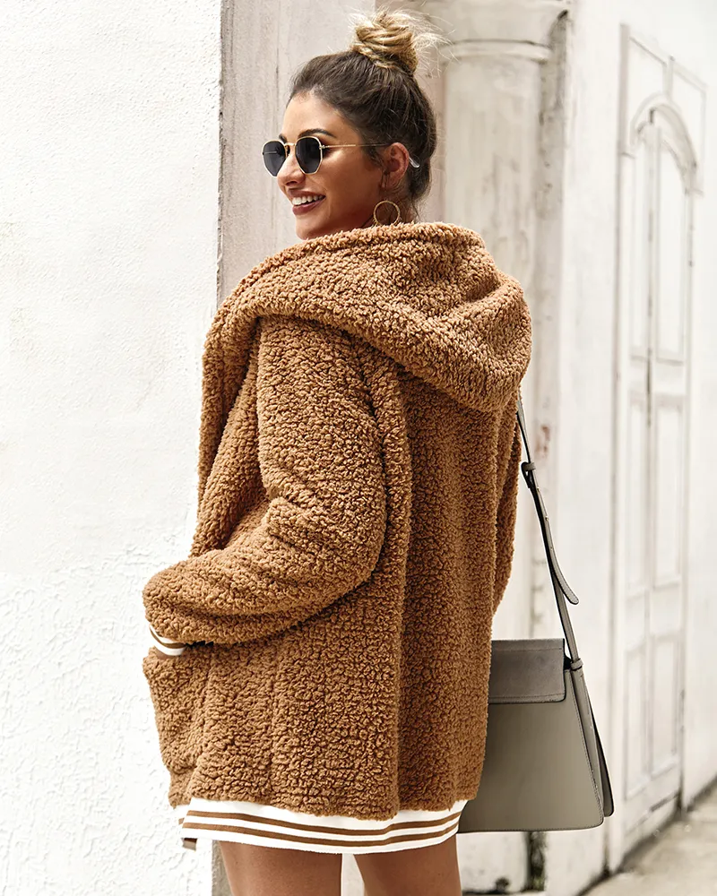 Cardigan fleece jacket women autumn winter hooded basic ladies jackets 2019 warm pink thick women fur coat outwear clothes DR835 (12)