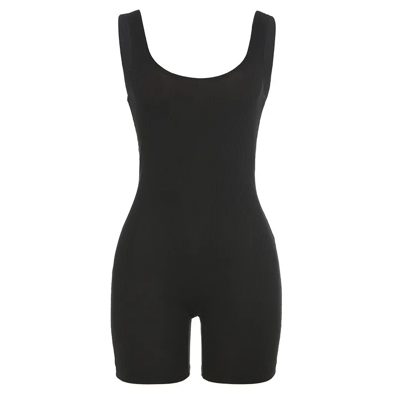 Grey And Black Summer Rompers Seamless Jumpsuit For Women
