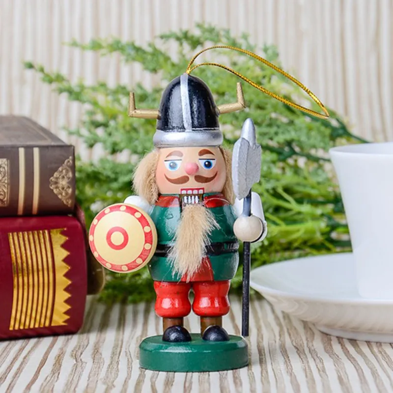 6PCS Christmas Nutcracker Decoration 10cm Wooden Nutcrackers Soldier Creative Xtmas Gift Pendant Puppet For Child WVT1133