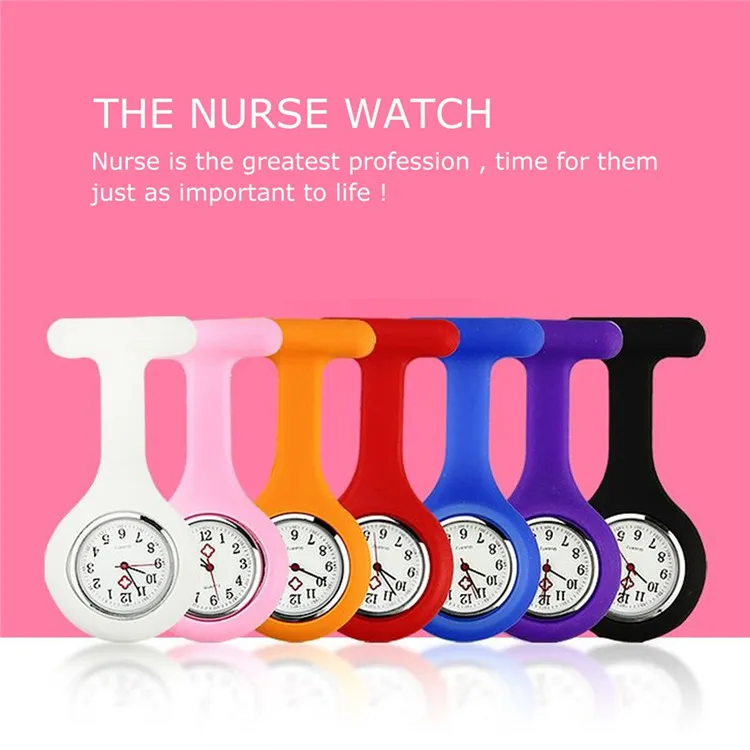 15 Colors Gift Nurse Medical watch Silicone Clip Pocket Fashion Brooch Fob Tunic Cover Doctor Silicon Quartz Watches Freeship