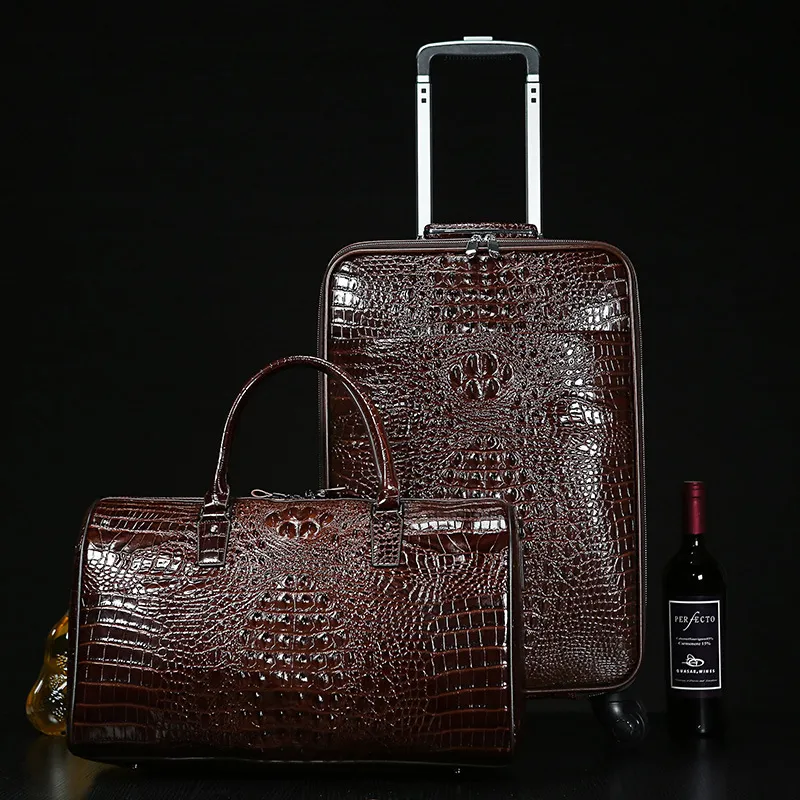 Real Crocodile Suitcases Travel Luggage Men Womens Hori55 Cloud