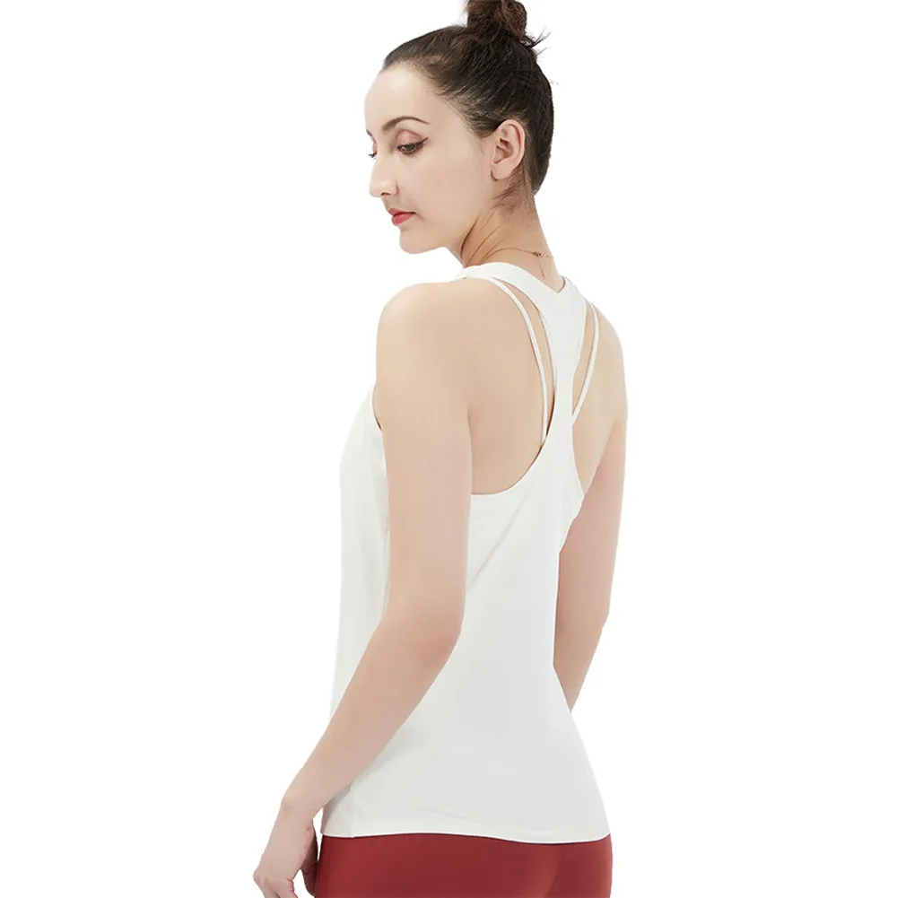 نساء Racerback Yoga Tank Tops بلا أكمام للياقة اليوغا القمصان الجافة الجافة الرياضية الجري