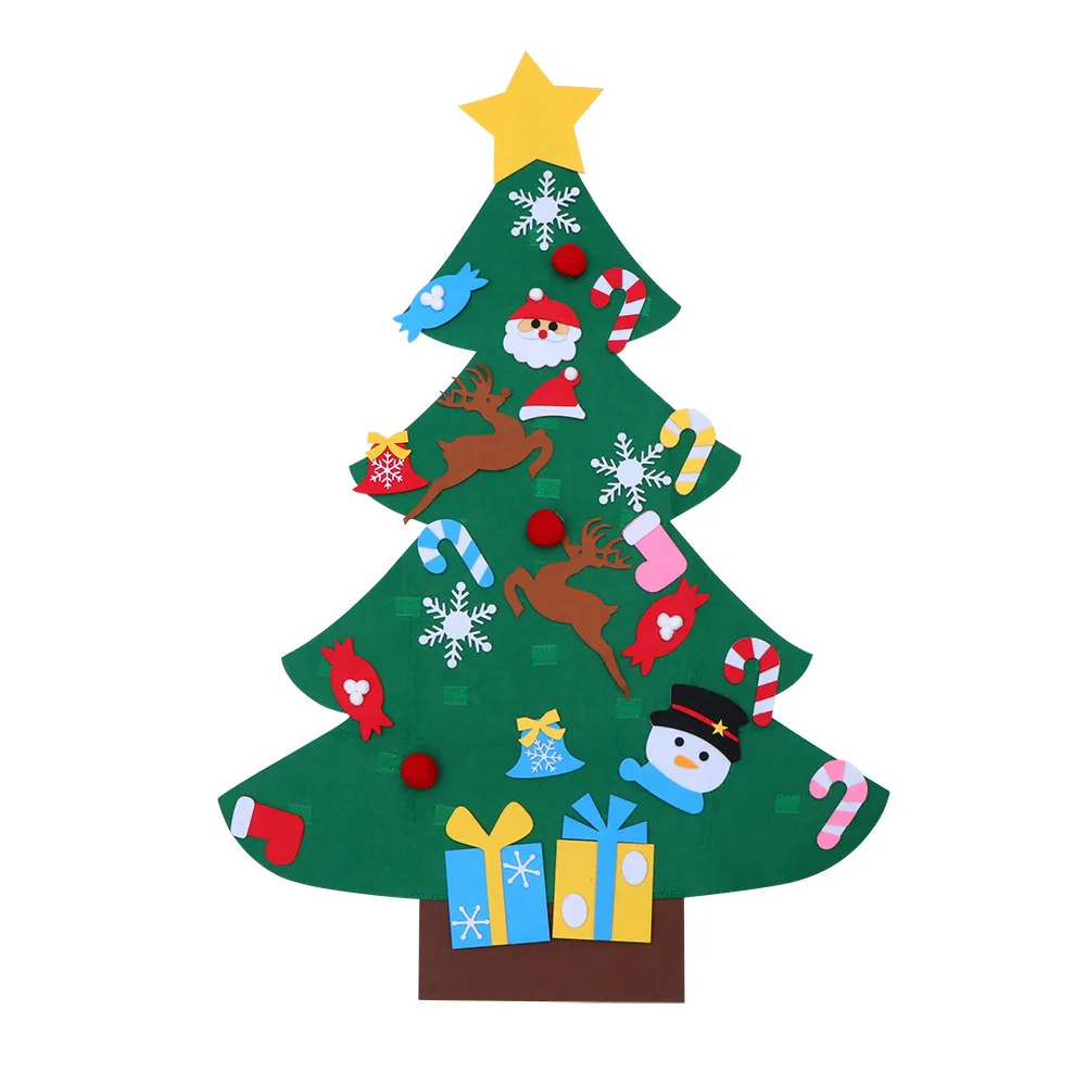 Дети DIY чувствовал рождественскую елку с украшениями Детские Новогодние подарки на Рождество 2019 Дверная Настенная Висячие Украшения Y200903