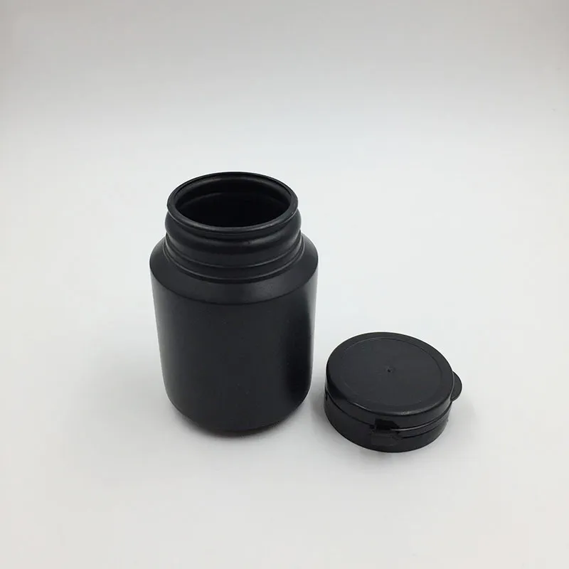 50 stks / partij 100ml 100cc Plastic HDPE Black Pharmaceutical Container Pil Flessen met harde pull-ring cap voor medicijnen verpakking