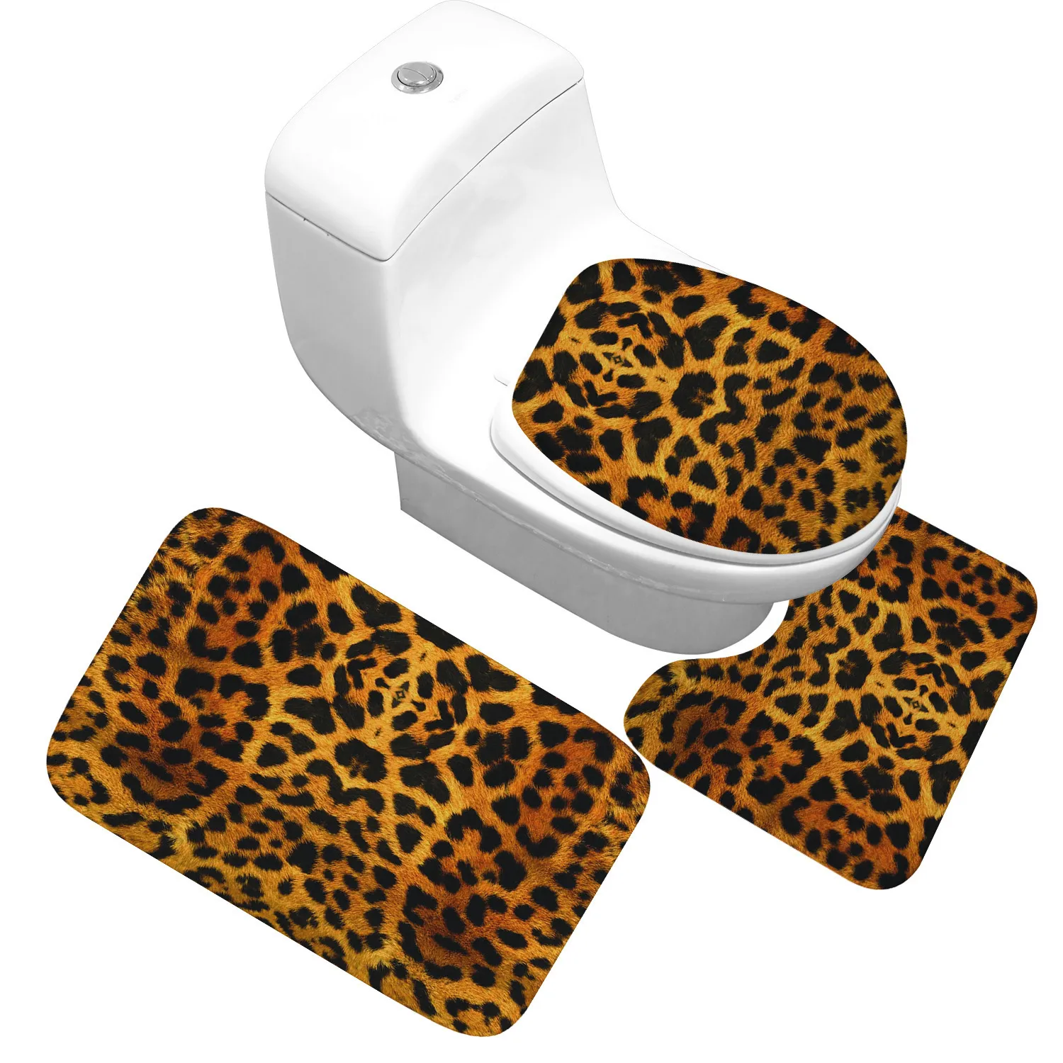 Honlaker 3 pcs / set leopardo e tigre padrão de banho matador banheiro banheiro banheiro macio mats absorvente 20116