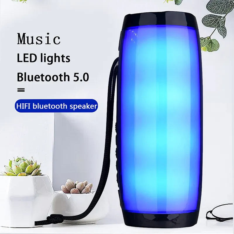 Alto-falante sem fio Bluetooth Alto-falante portátil Bluetooth poderoso alto BoomBox ao ar livre baixo HIFI TF rádio FM com luz LED