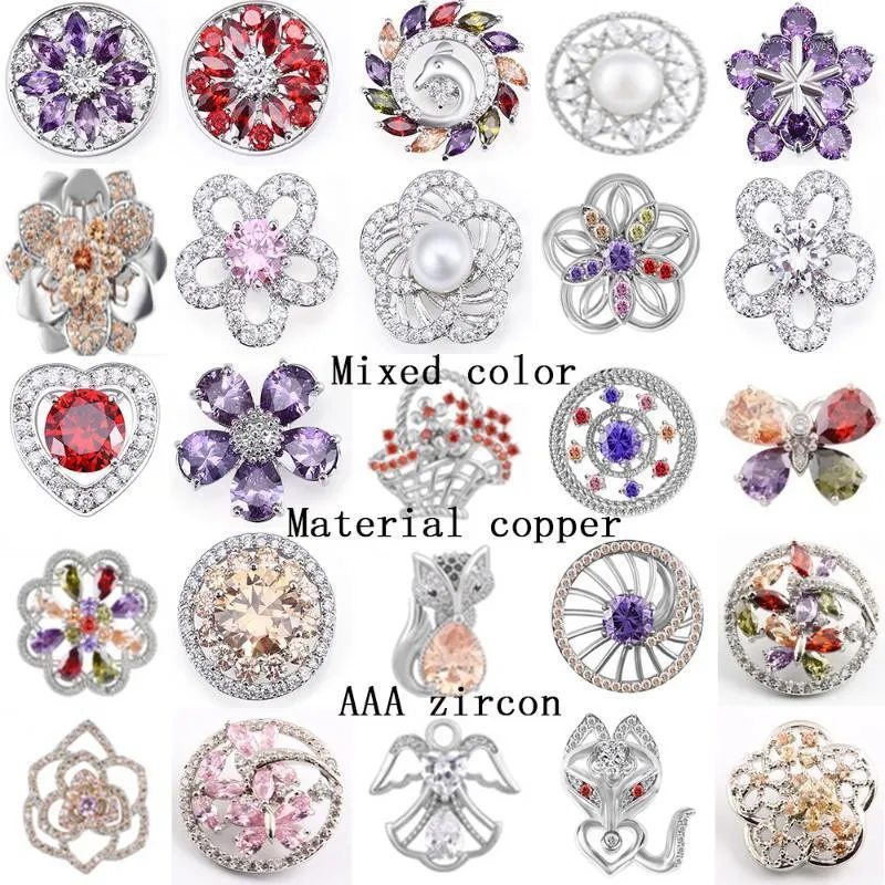 wholesale 50pcs/lot Mix styles Random 18mm Zircon Rhinestone Metal Snap Button Charm Fit Bracelets necklace jewelry gift1