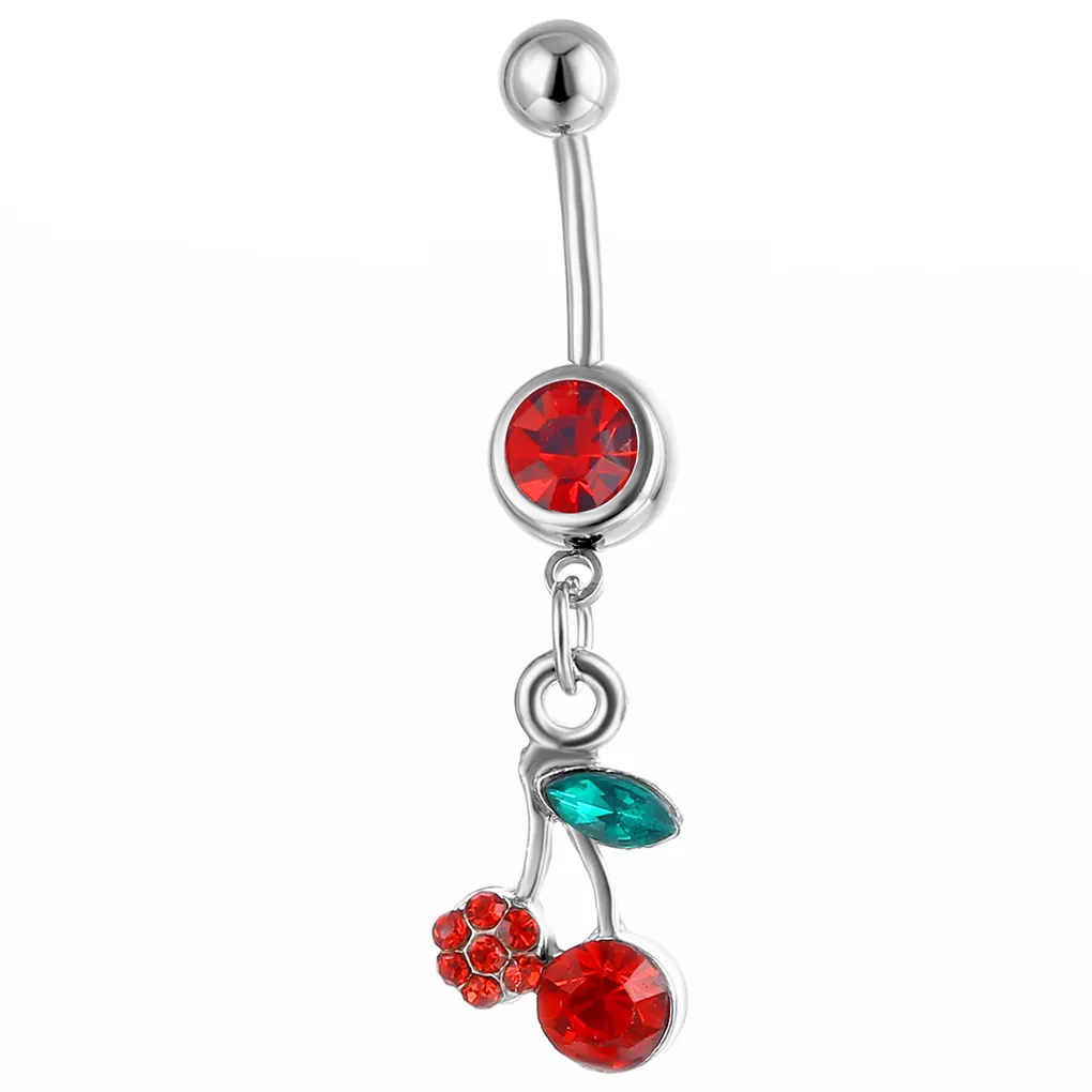 YYJFF D0164 Cherry Body Piercing Jewelry Belly Button Navel Rings Red Color