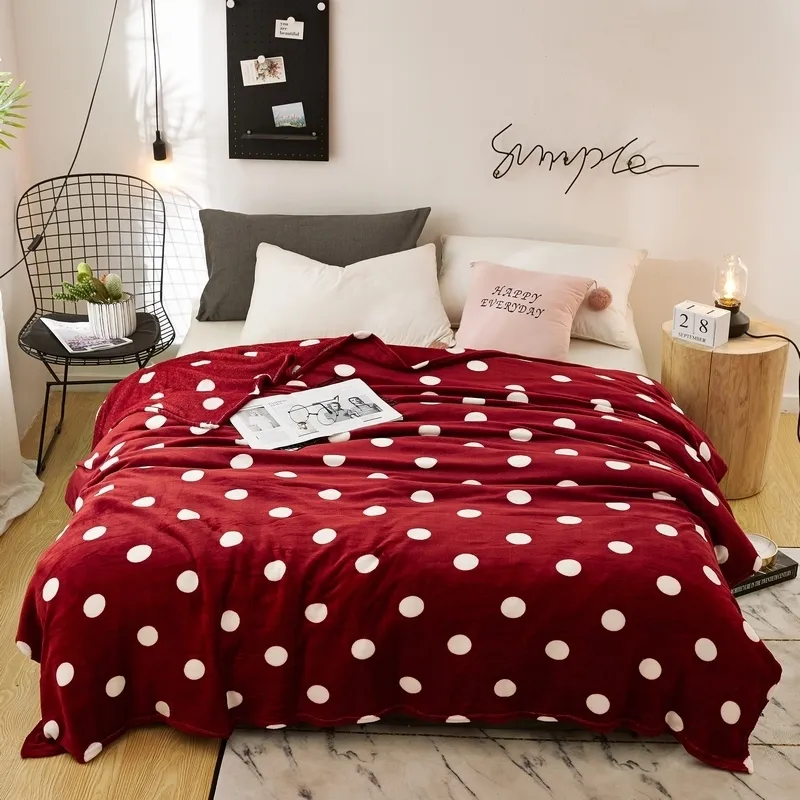 LREA Super Soft Microplush Fleece Warmer Sofaüberwurf für Erwachsene Decke Punkte Tagesdeckenbezug auf dem Bett 201128