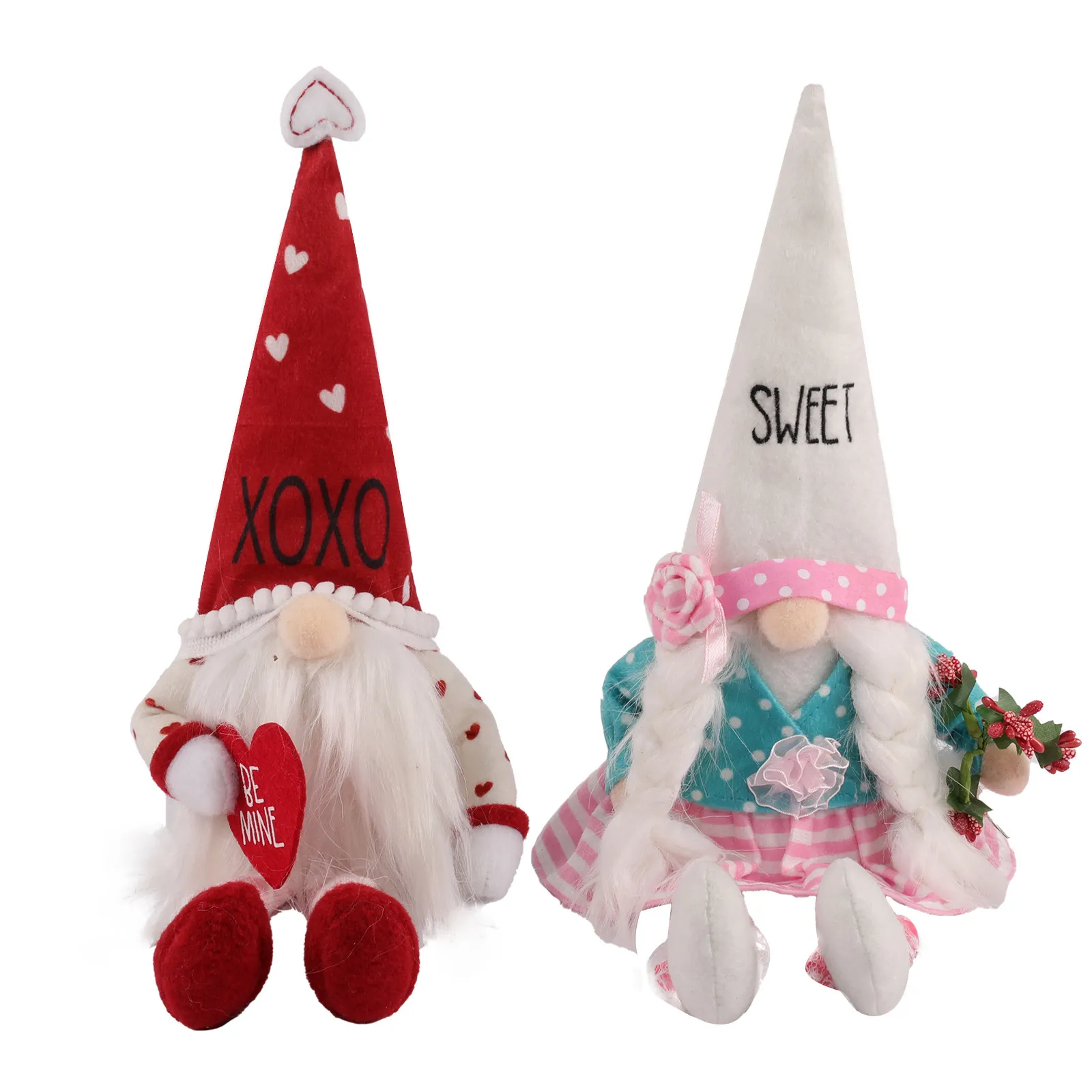 Festlig Alla hjärtans dag Gnome Plysch Elf Dekorationer Herr Mrs Handgjorda Skandinaviska Tomte Hemmakontor Tiered Tray Decor XBJK2201