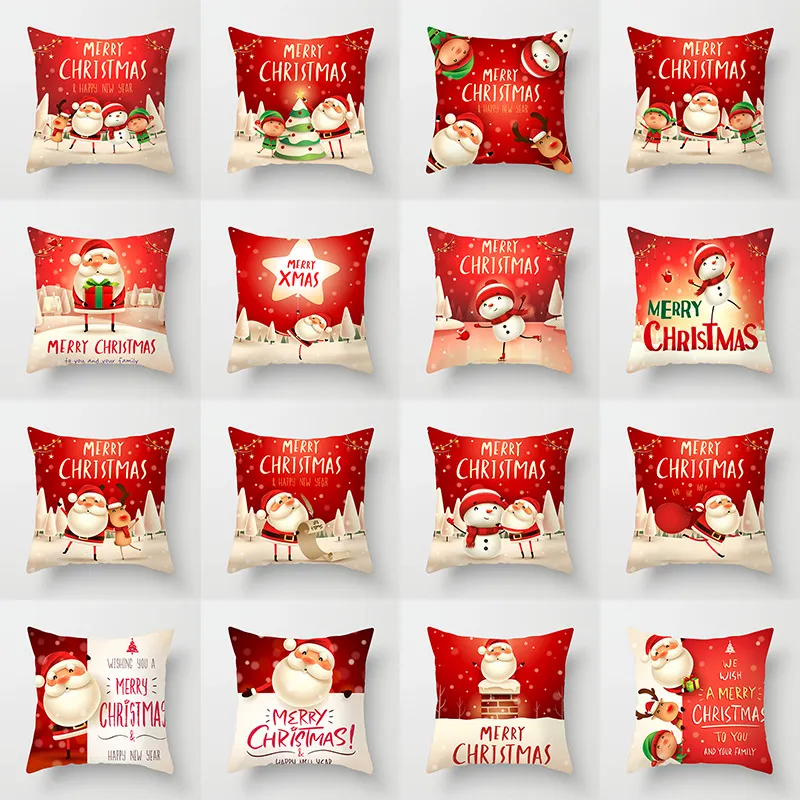 Christmas Decorations Pillowcase Santa Snowman Christmas Pillowcase Holiday Home Decoration Pillow Cushion Cover 23 Style Can Choose XD24035