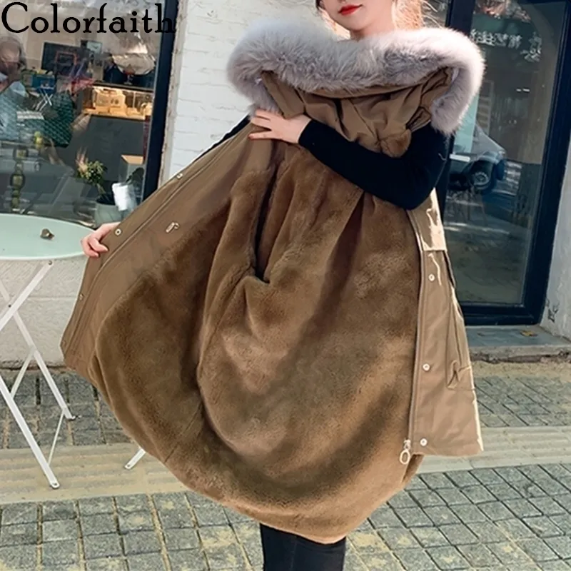 Colorfaith New Autunno Inverno Giacca da donna trapuntata Parka di alta qualità Oversize con cappuccio che copre addensare cappotto caldo CO909 201202