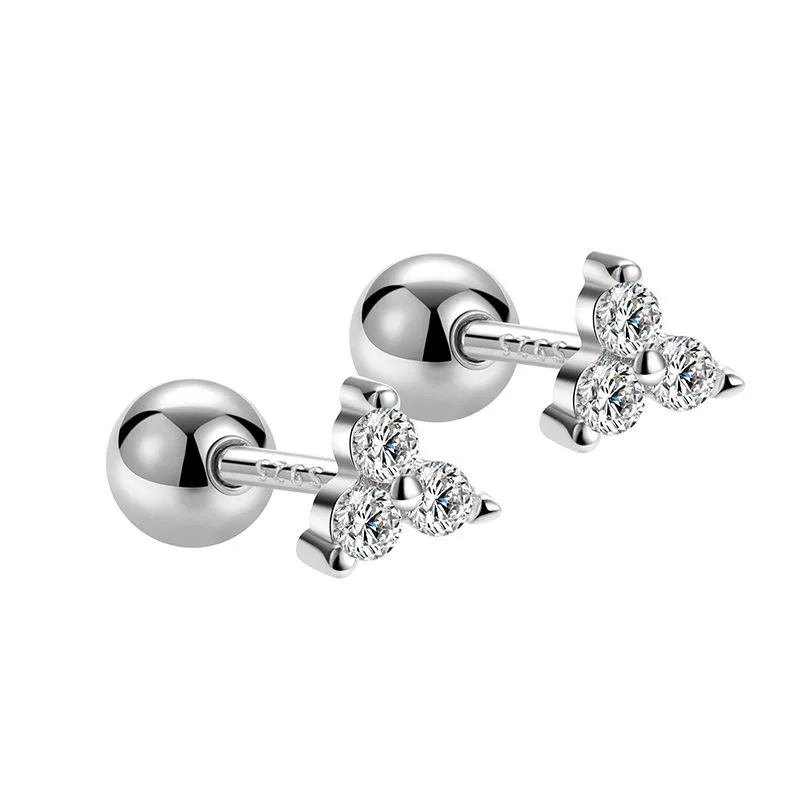 Mode zirkoon hartvormige schroefbal studs roestvrij staal dunne staaf piercing sieraden