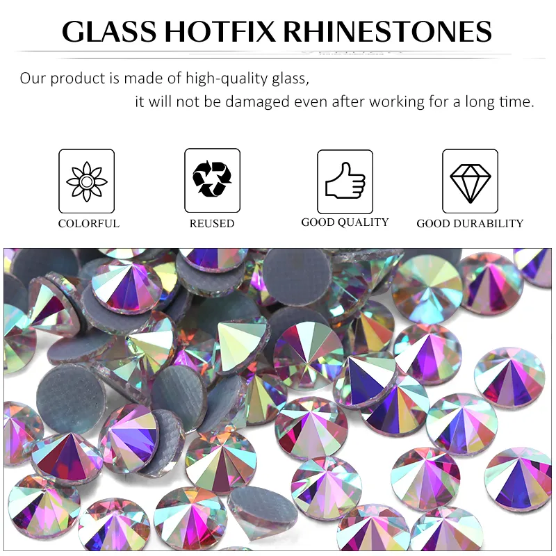Black Diamond AB Crystal Stones Flatback Non Hotfix Rhinestones Strass For  Cloth