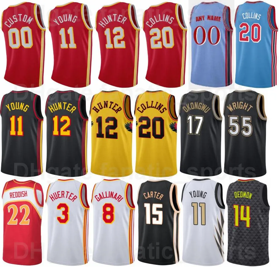 Imprimé 75e anniversaire Basketball Maillot Bogdan Bogdanovic 13 DeAndre Hunter 12 John Collins 20 Danilo Gallinari 8 Trae Young 11 Delon Wright 55 Homme Femme Jeunesse