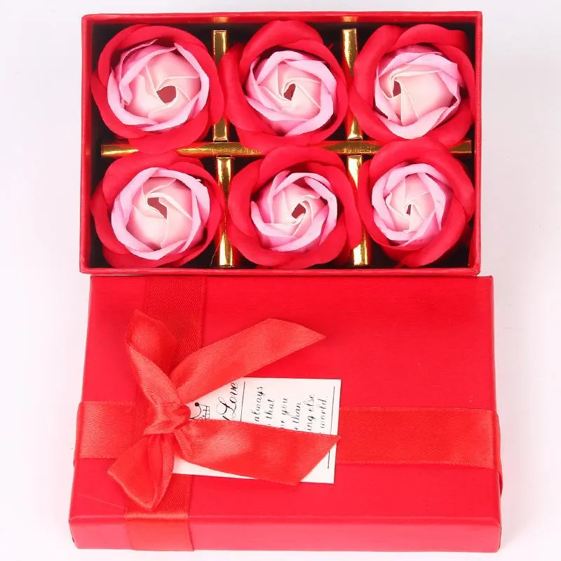 Artificial Fake Flower Gift Box Rose Scented Bath Soap Flowers Set Valentines Mother Day Gifts Wedding Party Decorative Flowers w-01363