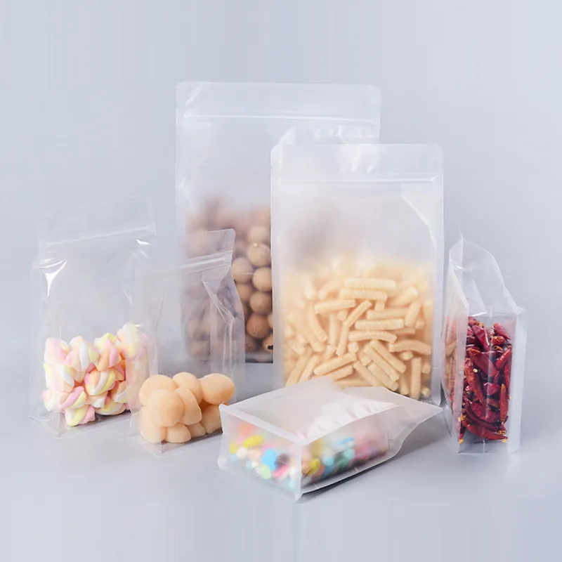 Givré Stand Up Matte Bag Poche à fermeture éclair en plastique Sacs d'emballage de stockage des aliments hermétiques réutilisables Sachets à fond plat anti-odeurs pour thé Snack