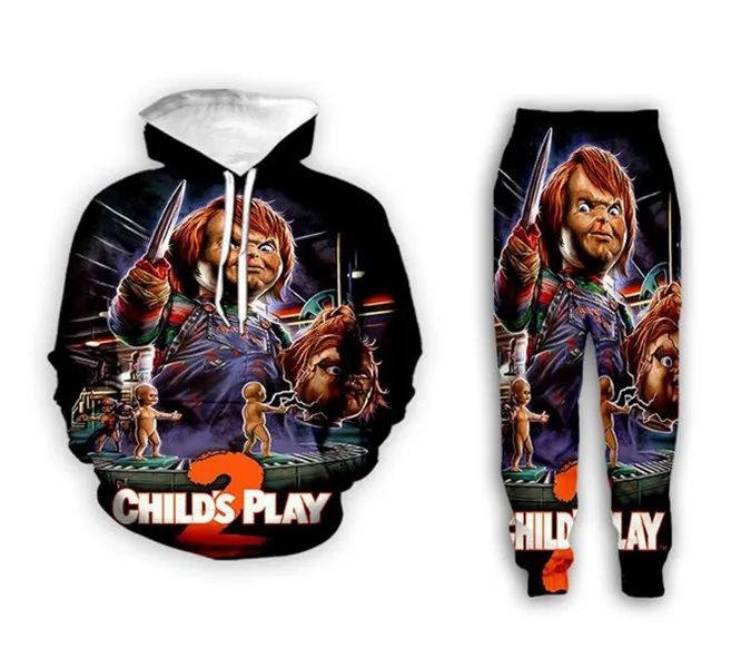 Novos moletons/calças de moletom masculinos/femininos Chucky engraçados com estampa 3D moda casual L12