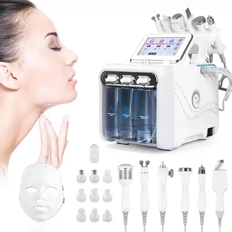 H2O2 Hydra Yüz Bakımı RF Cilt Gençleştirme Mikrodermabrazyon Ultrasonik RF Su Oksijen Jethidrodermabrazyon Bio-Kaldırma Kırışıklık Sökme Spa