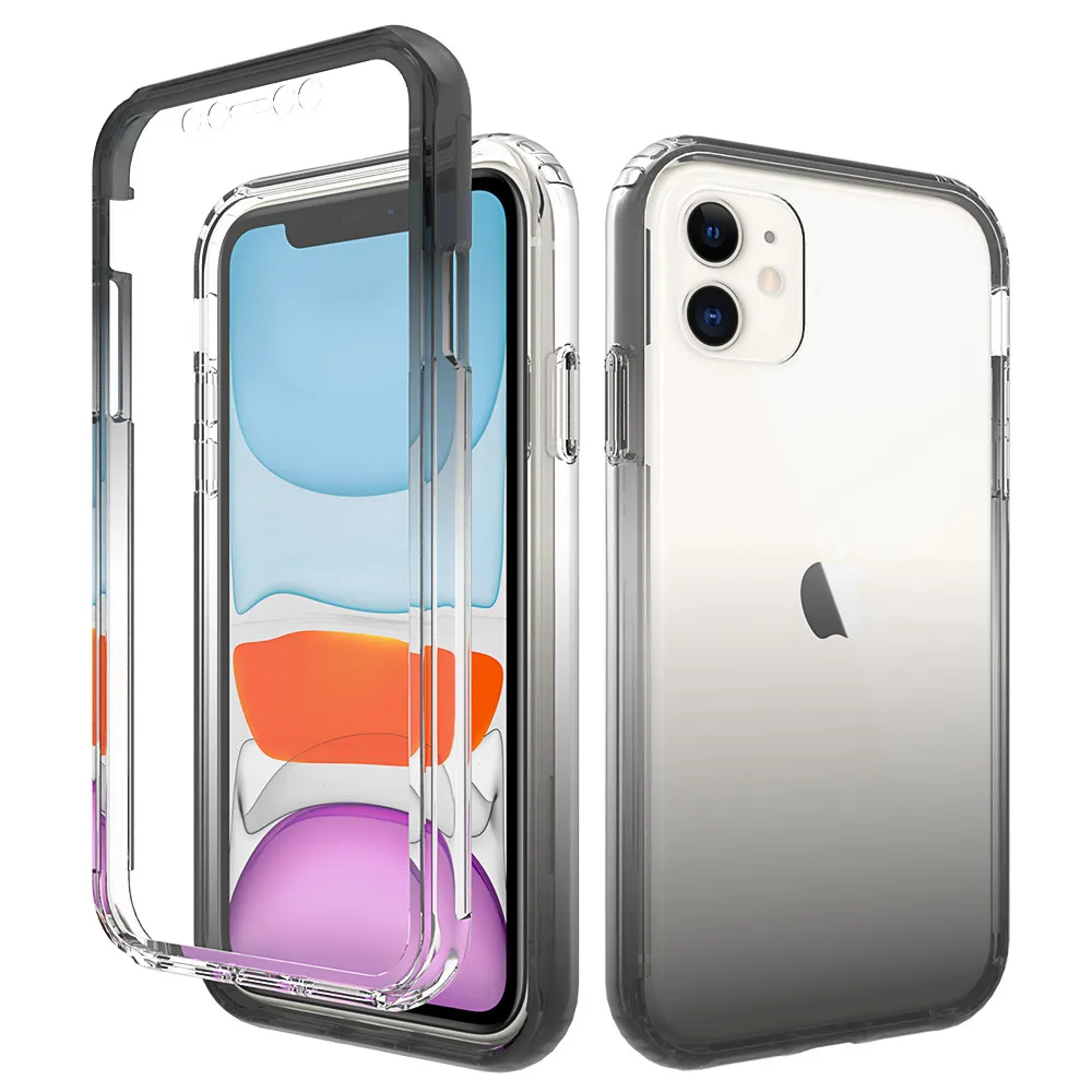 Coque arrière ultra fine en tpu transparent à changement de couleur pour iphone 12 11 pro max