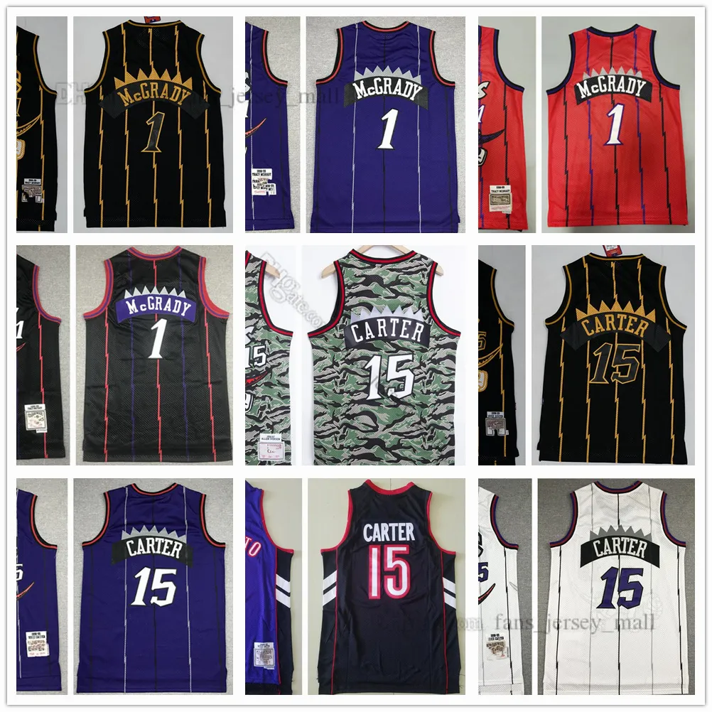 Jugend Kinder Herren Basketball-Trikots 1 Tracy 15 Vince McGrady Carter Retro-Trikot 1996–97 1998–99 1999–2000