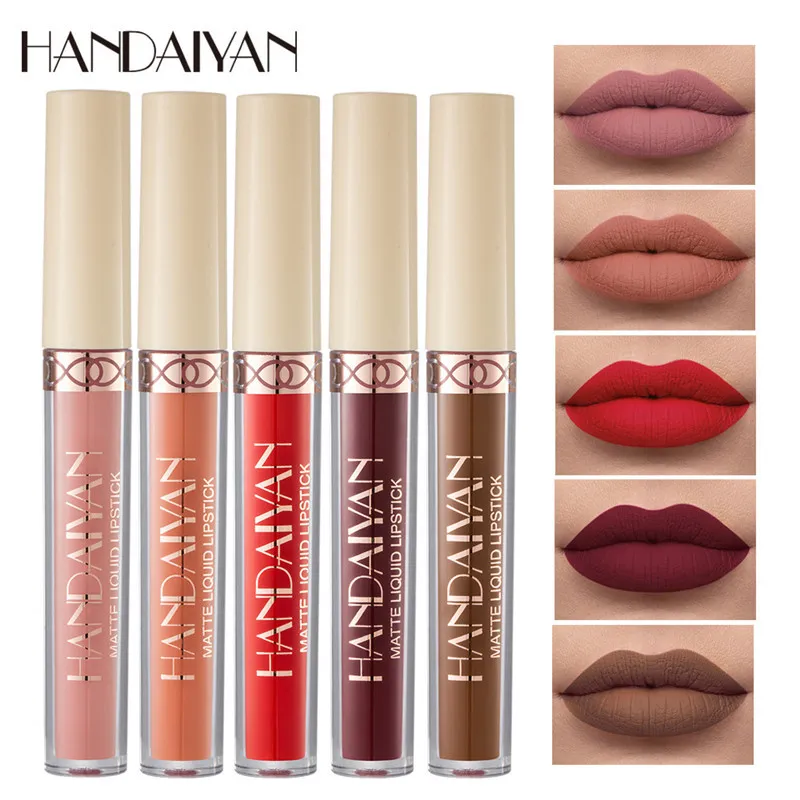 HANDAIYAN Matte Fluwelen Vloeibare Lipgloss Pigmenten Lippenstift Waterdicht Hydraterende Langdurige Lip Tint Schoonheid Cosmetica 12 kleuren