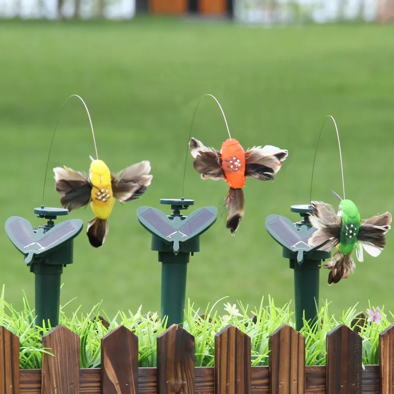 Energia solare Danza Farfalle volanti decorazioni da giardino Vibrazione svolazzante Mosca Colibrì Uccelli volanti Decorazione da cortile Giocattoli divertenti LLS624-WLL