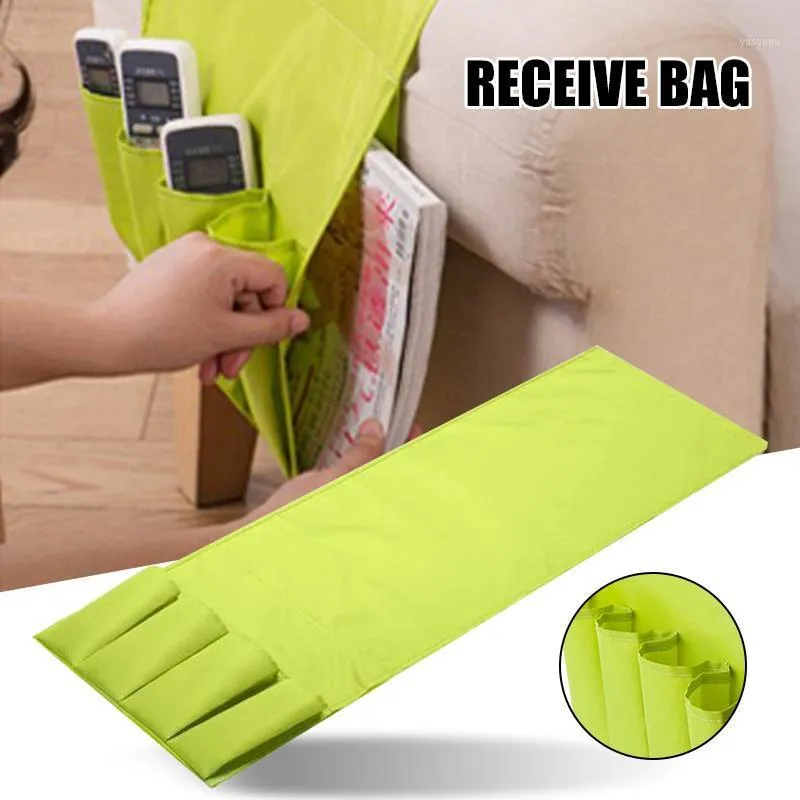 Sofa Arm Rest TV Remote Control Organizer Holder 4 Pockets Chair Couch Mobile Phones Magazines Storage Bag SP99 Bags
