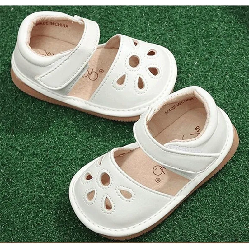 Pequeninhas Sapatos Shoe Squeakers 1-3 anos Crian￧as Handmades Summersandals Nina sapatos Fun Baby Shoes 201113
