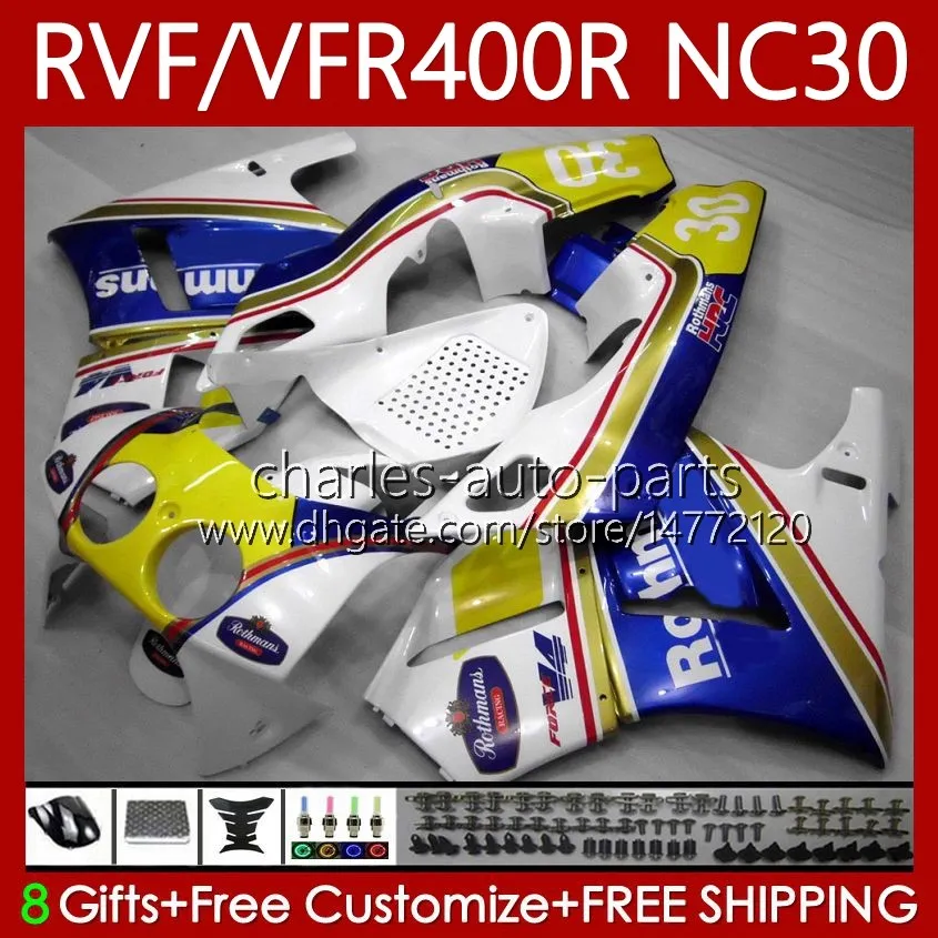 Bodywork pour Honda Rothmans Whond Rvf VFR 400 RVF400 R 400RR VFR 400R VFR400R 89 90 91 1992 1993 79NO.71 NC30 V4 VFR400 R 89-93 RVF400R VFR400R 1989 1990 1991 92 93 Carénage