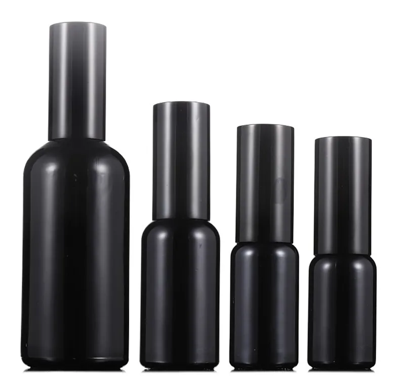 Flacone spray per profumo in vetro nero ricaricabile da 10 ml 15 ml 20 ml 30 ml 50 ml 100 ml con tappo pompa spray in alluminio per imballaggio cosmetico