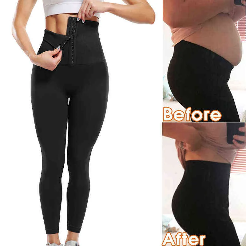 Kiwi Rata Super High Taille Corset Leggings voor vrouwen met verstelbare lichaamsvorming Taille Cincher Corset Yoga -broek H1221