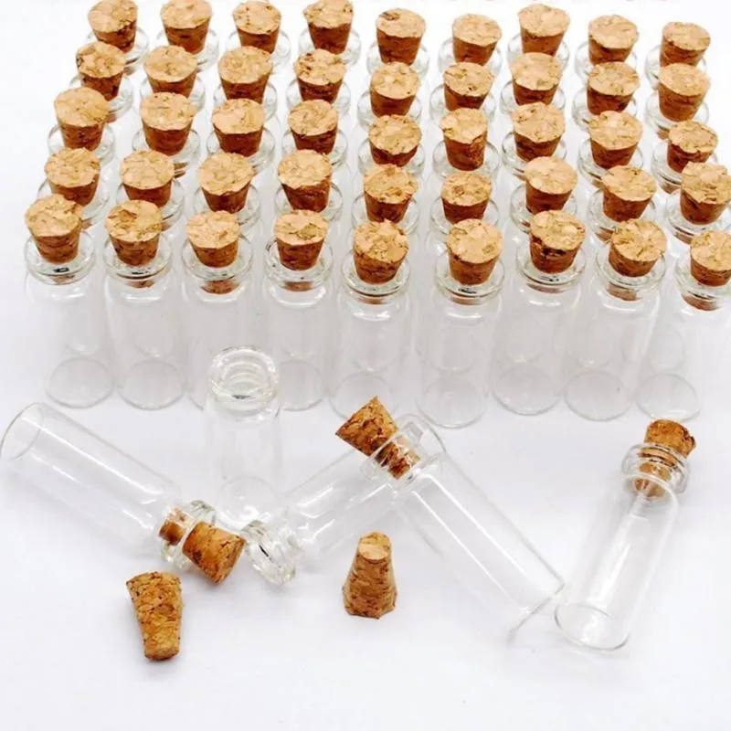 10 pçs / lote mini frascos de vidro frascos com rolhas de cortiça transparente desejo de garrafa de garrafa curar sorte frasco de deriva vazio frasco minúsculo frasco
