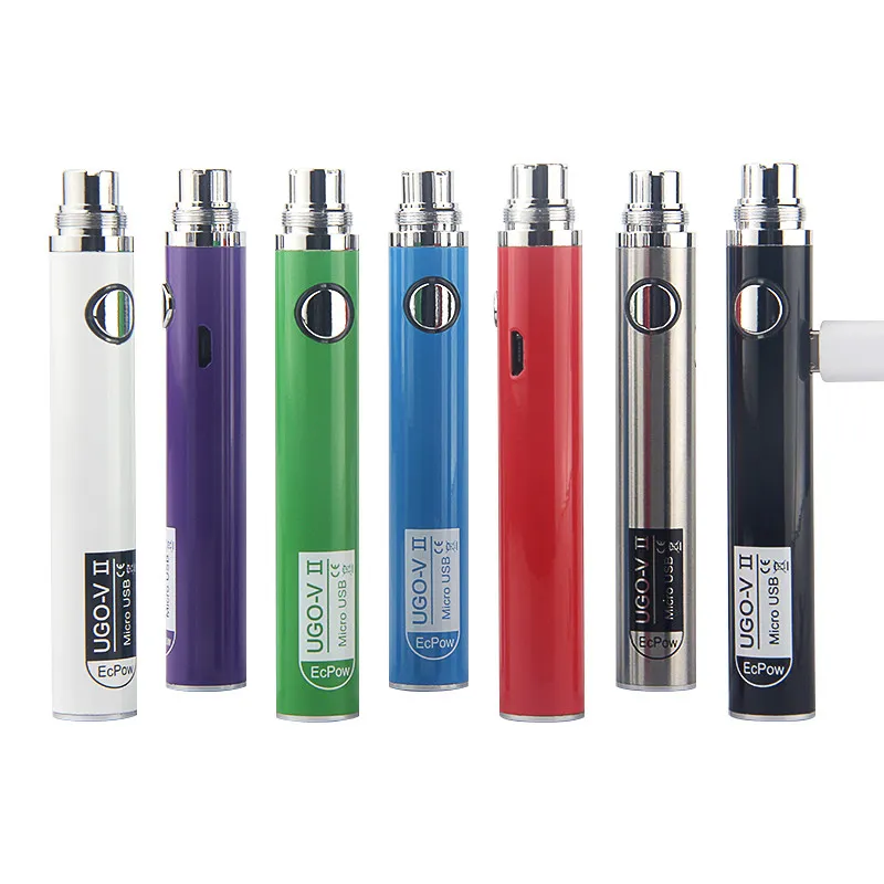 UGO V2 Micro USB Pass genom Evod 650 MAH VAPE PEN Batteri för EGO T MT3 CE4 CE5 H2 510 Elektronisk cigarettförstärkare