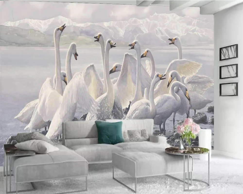 Brand: Atmosphere Type: Custom 3D Wallpaper Specs: Noble White Goose