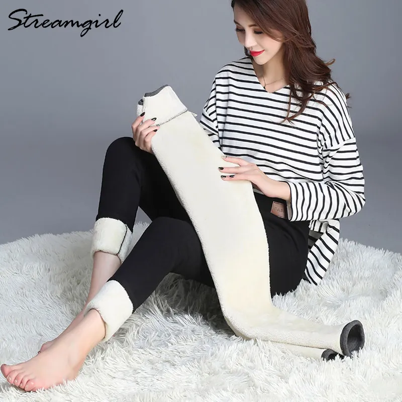 Streamgirl Plus Size High Waist Fleece Sherpa Lined Leggings With 8%  Spandex For Women Warm Winter Trousers With Velvet LJ201104 From Jiao02,  $21.04