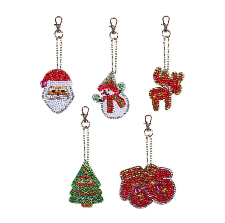 Diamond Keychain Special-Shape Diamond Painting Christmas Decor Bag Pendant Keychains Jewelry Key Ring Gifts Holiday Decorations YL524