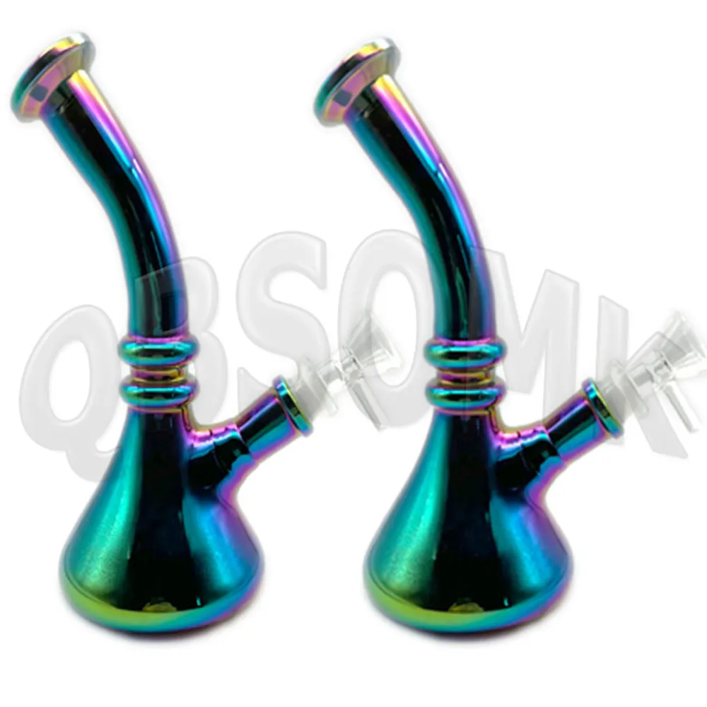 QBsomk Colorful Glass Bong Water Pipes Beaker Base Bong Heady Glass Oil
