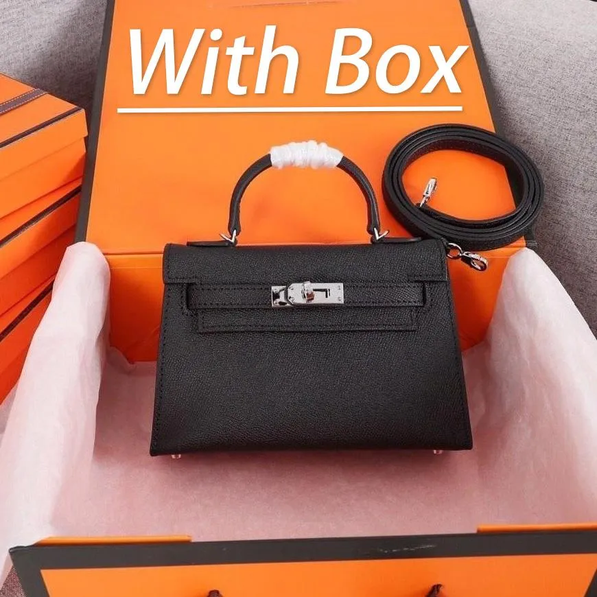 Mit Box, klassische Designer-Damen-Handtasche, Umhängetasche, Mini-Riemen, Umhängetasche, hochwertiges Echtleder, Palmenmuster, 12 Farben