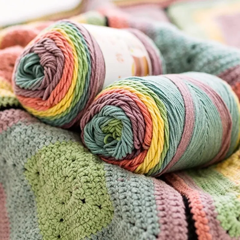 100g 193m Rainbow Segment Barwiona Przędza 5 Strand Wool DIY Handmade Dzianiny Sweter Baby Scarf Sofa Poduszka Ciasto Przędza