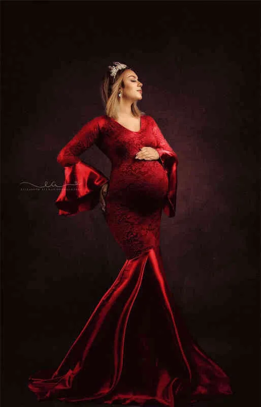 Elegence Lace Maternity Dresses For Photo Shoot Props Sexy Pregnancy Dress For Photography Long Pregnant Women Maxi Gown Clothes (2)