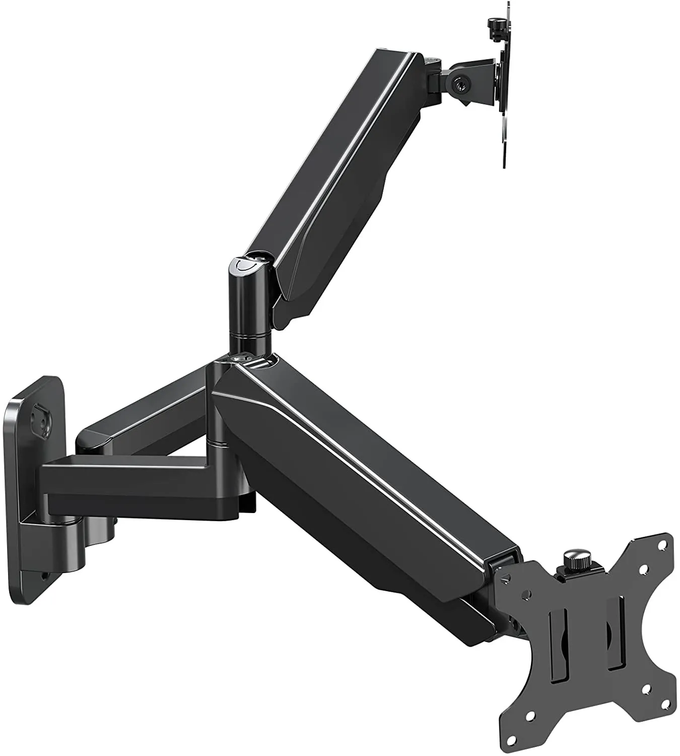 Dual Monitor Wall Mount Beugel - In hoogte Verstelbare Full Motion Articulating Gas Spring Monitor Arm Stand- Fits 13 tot 32 Inch LCD